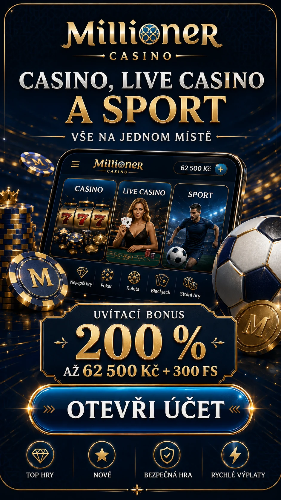 Casino, Live Casino a Sport — vše na jednom místě